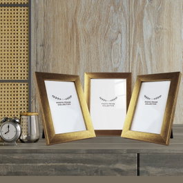 Aberto Design Set de 3 Marcos de Fotos Dorados 10 x 15 cm